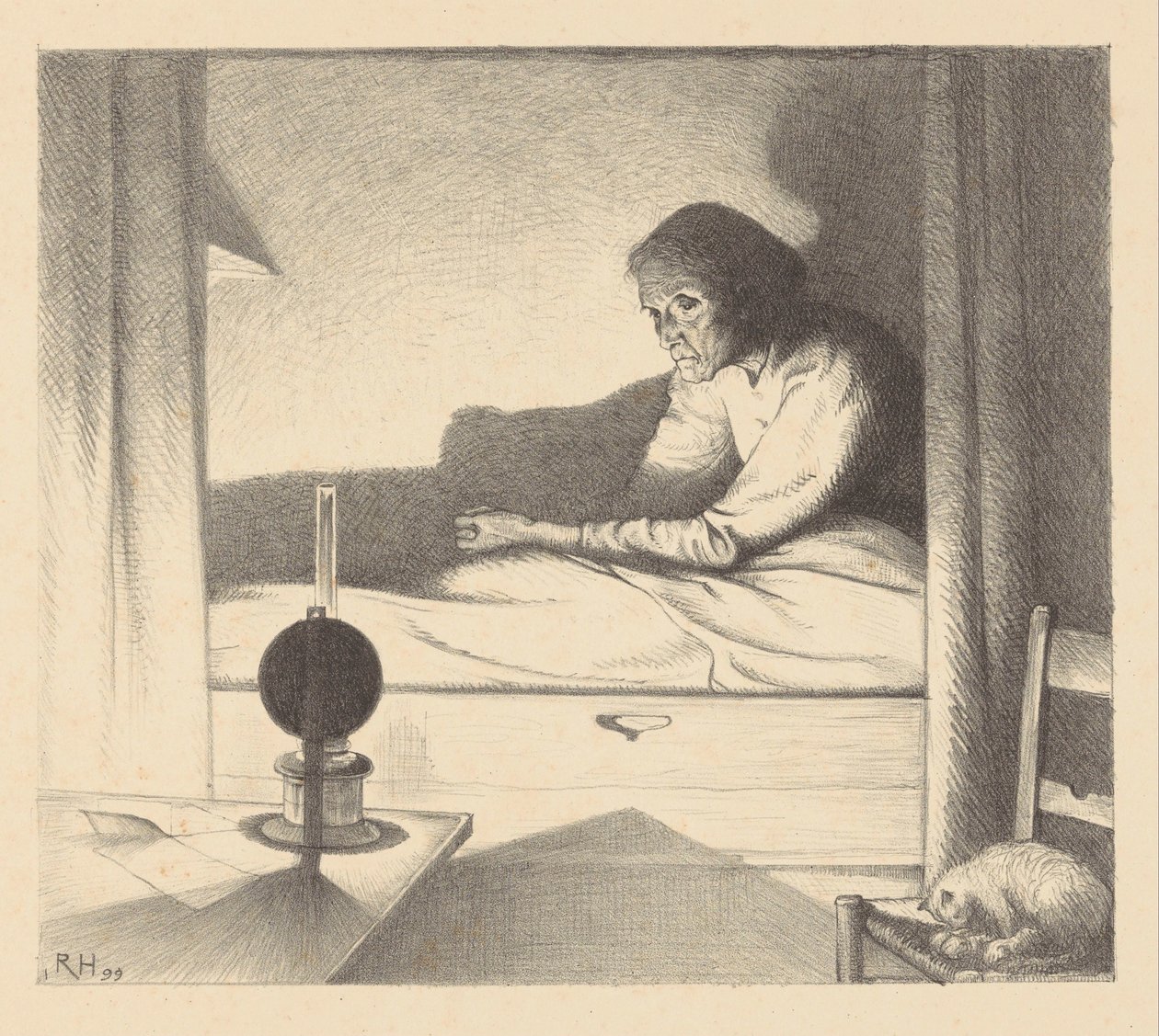 Japke Faber bir yatakta Gecenin sessizliğinde (orijinal başlık) by Richard Nicolaüs Roland Holst