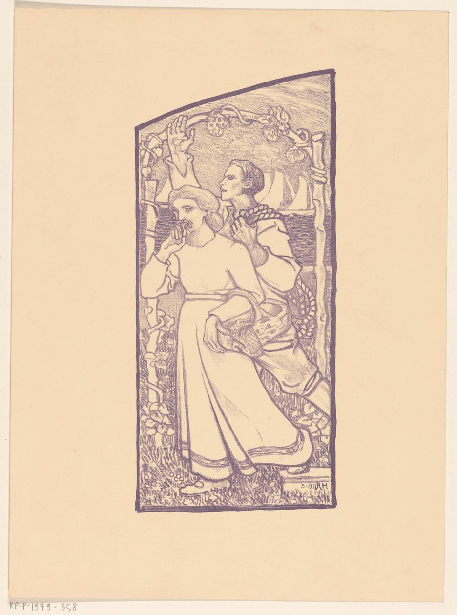Sepetli kız ve ipli erkek by Richard Nicolaüs Roland Holst