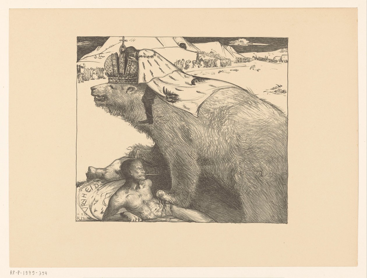 Rus ayısı üzerinde Rusya Çarı Nicholas II Rus ayısı barış kükrer (orijinal başlık) by Richard Nicolaüs Roland Holst