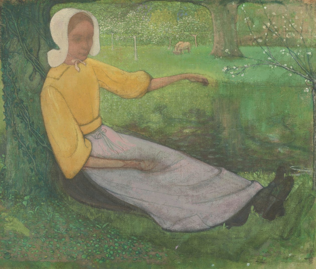 Bir Ağacın Altında Oturan Huizen Kadını by Richard Nicolaüs Roland Holst