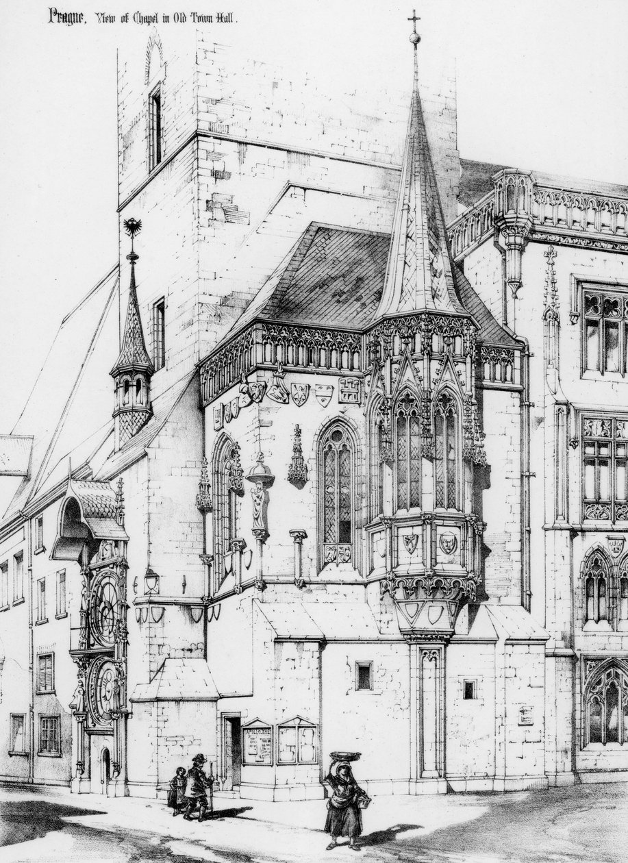 Eski belediye binasındaki şapel, Prag, Çek Cumhuriyeti, 19. yüzyıl. by Richard Norman Shaw