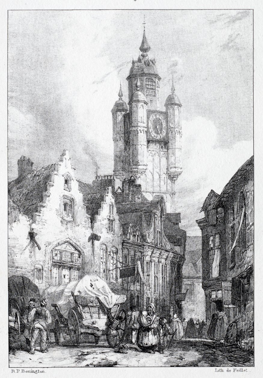 Bergues: Pazar Kulesi by Richard Parkes Bonington