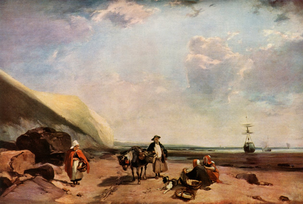 Normandiya kıyısındaki balıkçılar, Fransa, c1824, 1934. by Richard Parkes Bonington