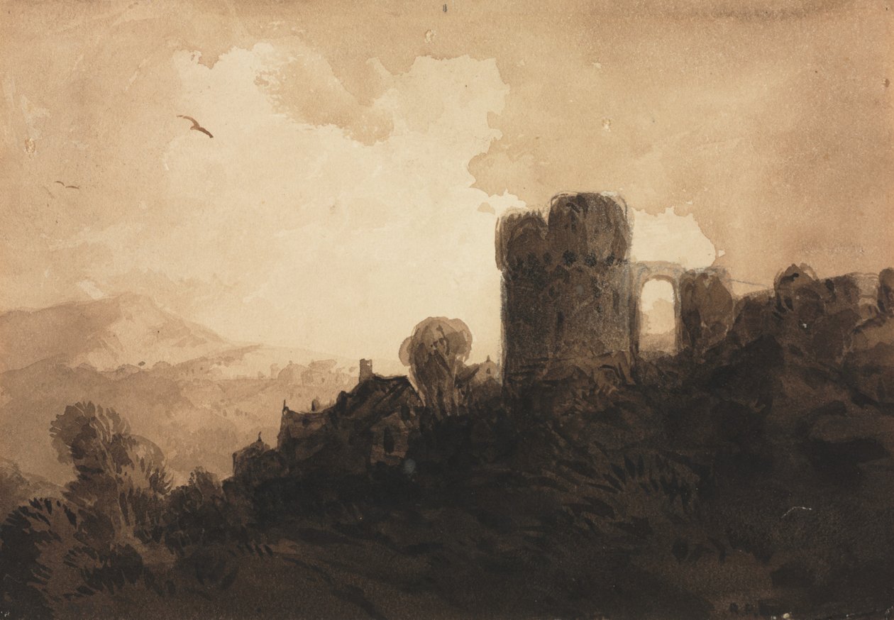 Kale Harabesi ile manzara. by Richard Parkes Bonington