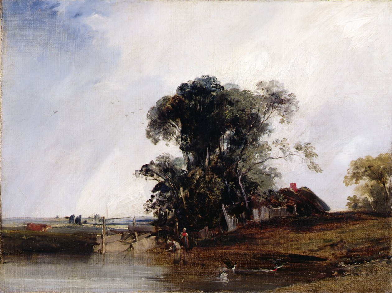 Göletli Manzara, c.1825-26 (tuval üzerine yağlı boya) by Richard Parkes Bonington