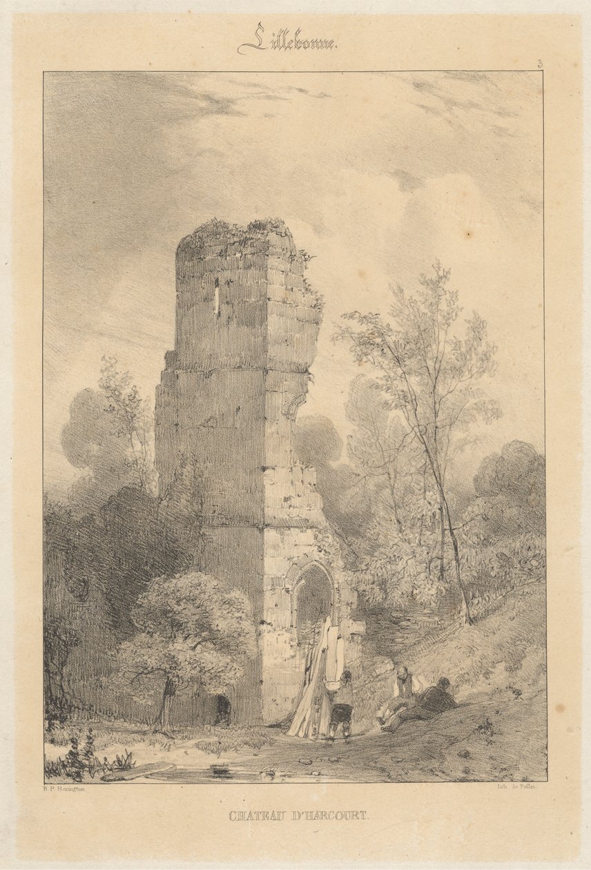 Lillebonne - Chateau d'Harcourt by Richard Parkes Bonington