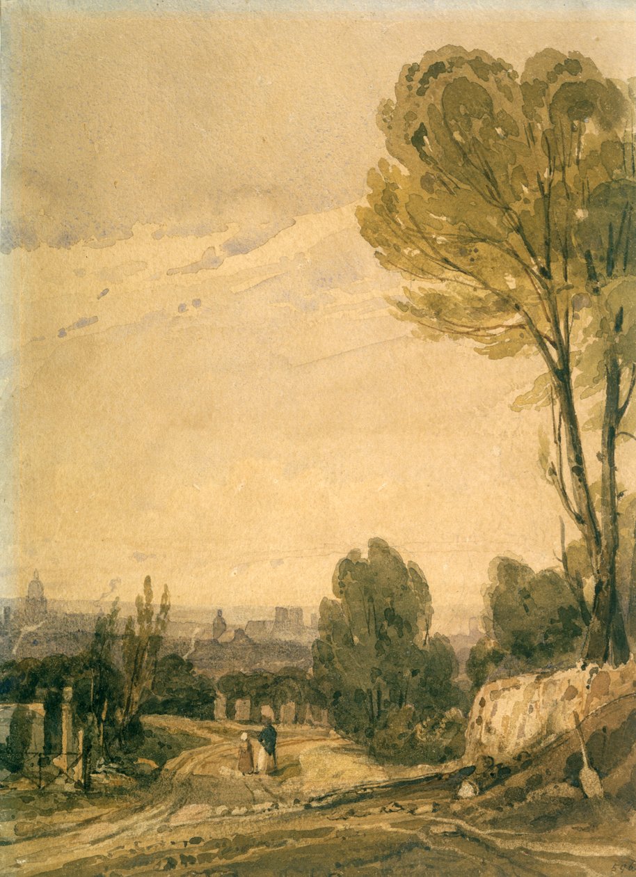 Pere Lachaise mezarlığından görülen Paris, c1825 by Richard Parkes Bonington