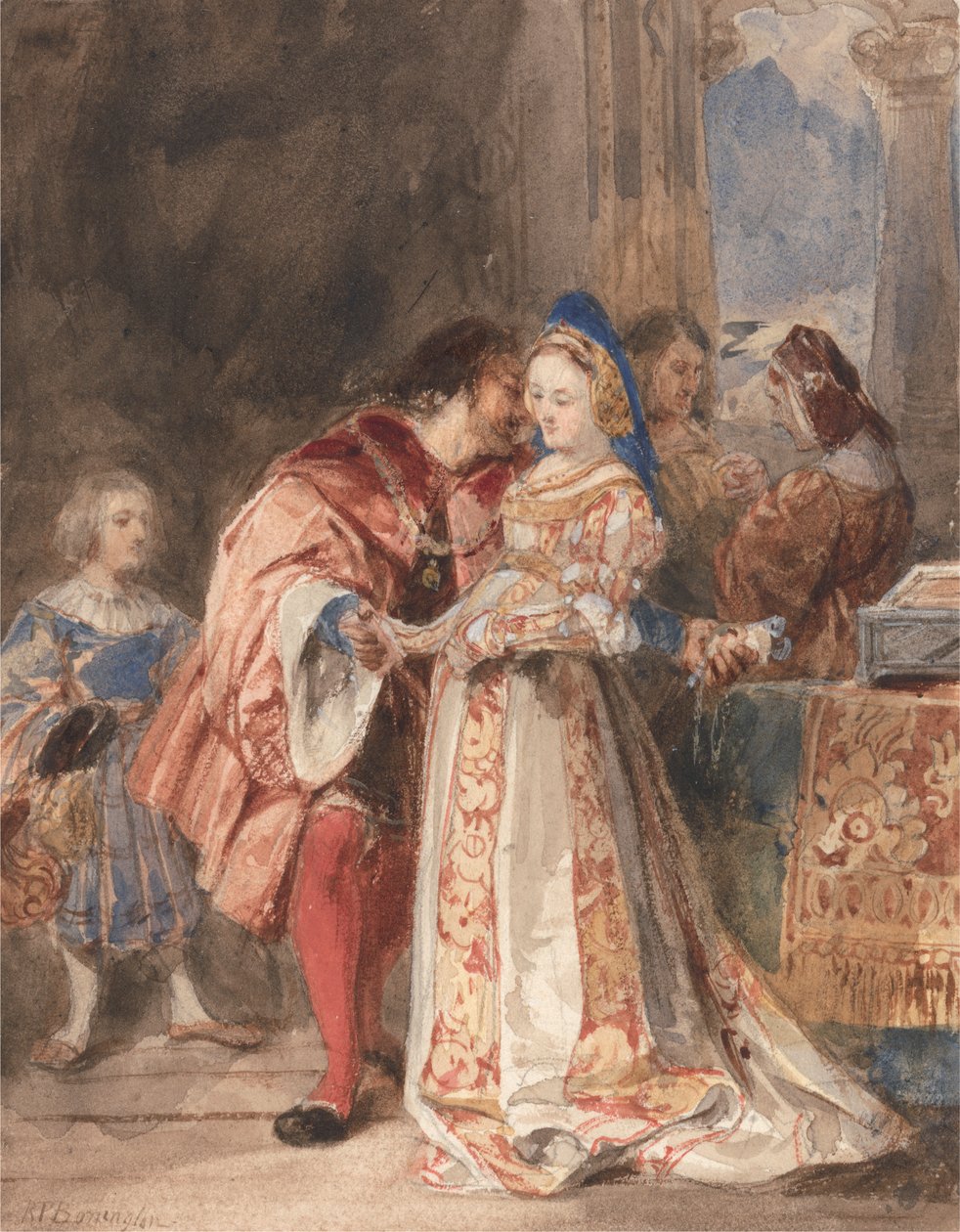 Portia ve Bassanio by Richard Parkes Bonington