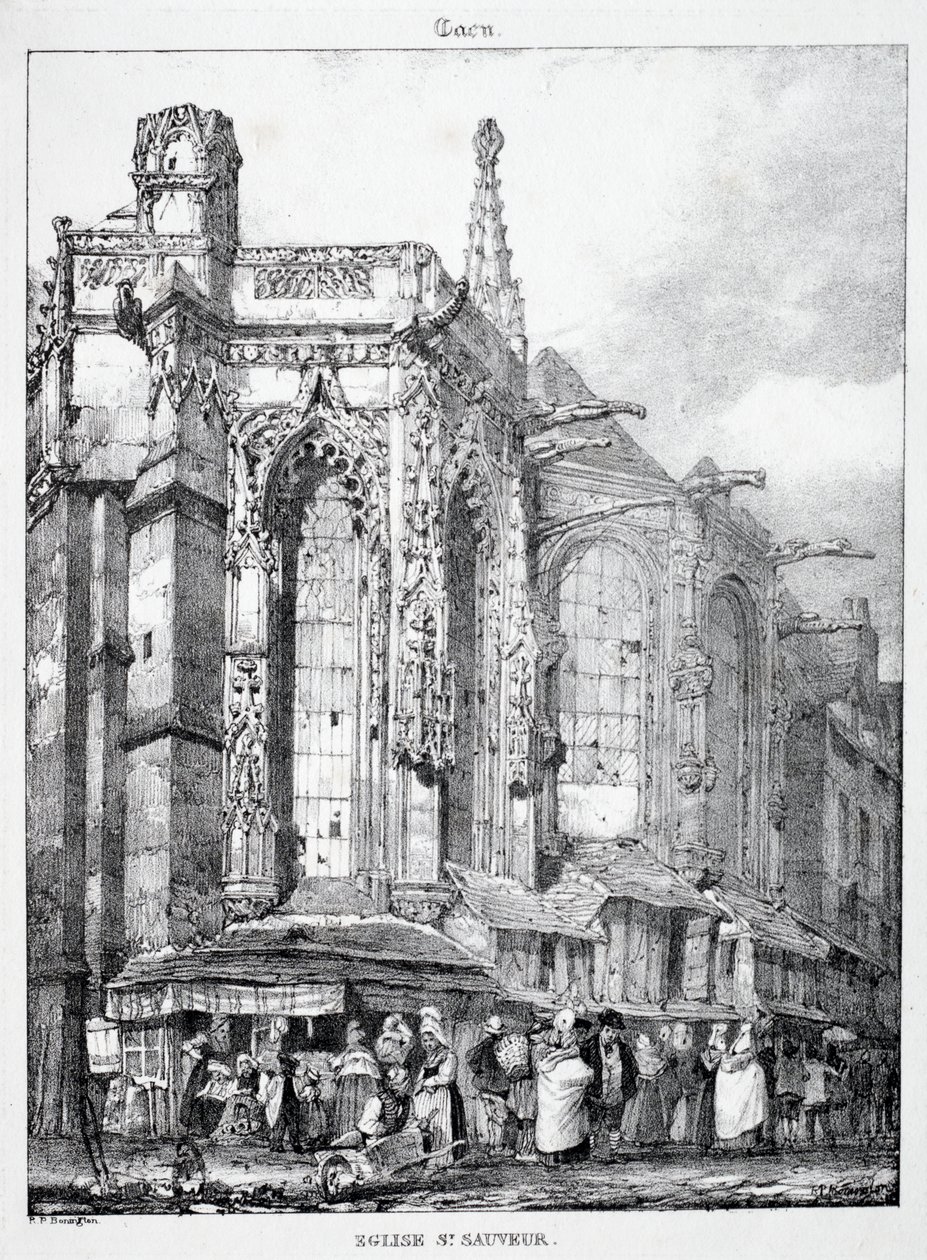 Orta Çağ Mimari Kalıntıları ve Parçaları: St. Sauveur Kilisesi, Caën by Richard Parkes Bonington