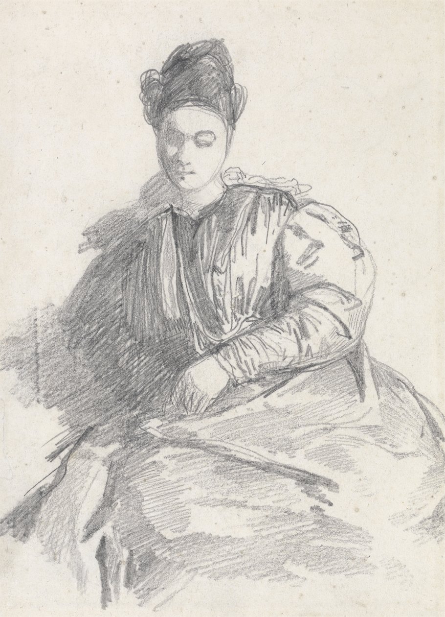Oturan Kadın Çalışması (kağıt üzerinde grafit) by Richard Parkes Bonington