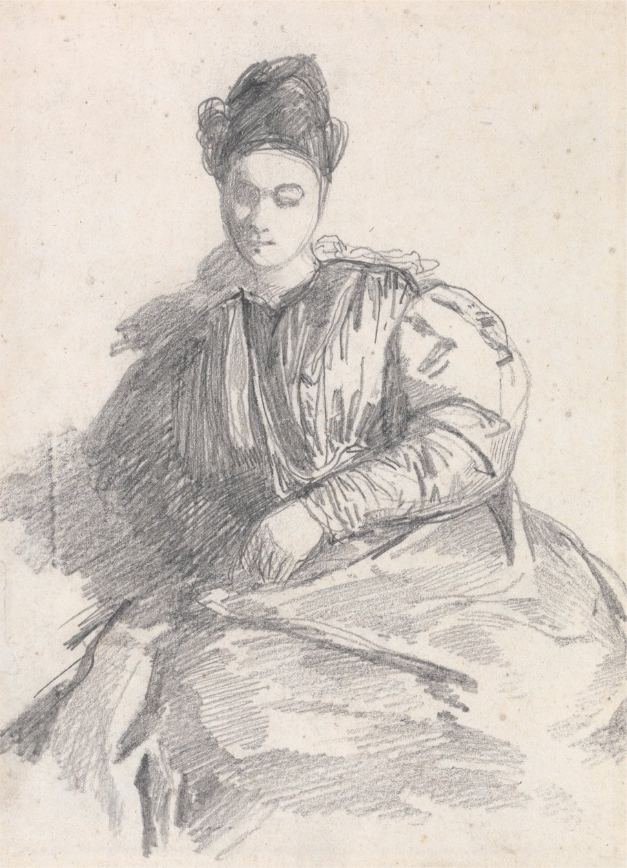 Oturan Bir Kadının Çalışması by Richard Parkes Bonington