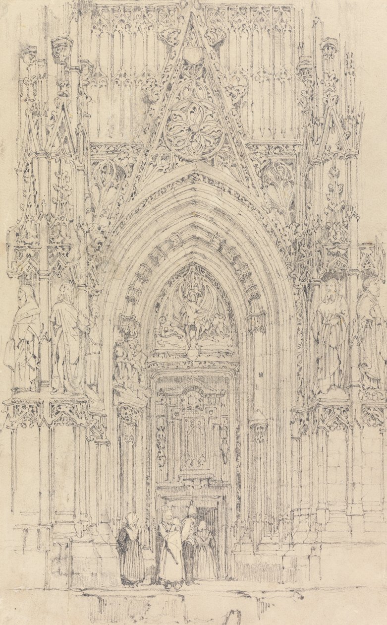 Aziz Wulfran Kilisesi, Abbeville: Batı Cephesinin Kuzey Kapısı by Richard Parkes Bonington
