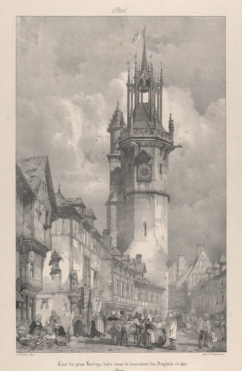 Gros Horloge Kulesi, Batie 1417'de İngiliz Hakimiyeti Altında by Richard Parkes Bonington