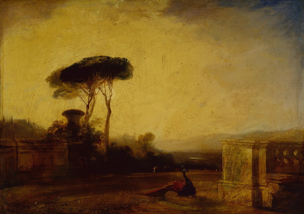 Floransa yakınlarındaki bir villanın arazisinin görünümü (tuval üzerine yağlı boya) by Richard Parkes Bonington