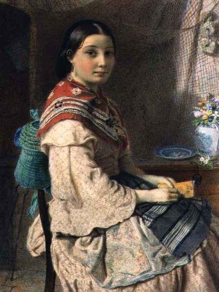 Balıkçı Kız (kağıt üzerine sulu boya) by Richard Peter Richards
