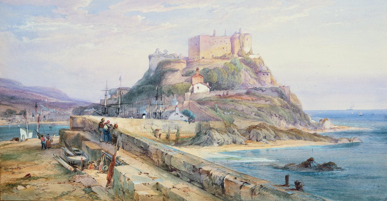 Mont Orgueil Kalesi, Gorey, Jersey, 1876 by Richard Principal Leitch