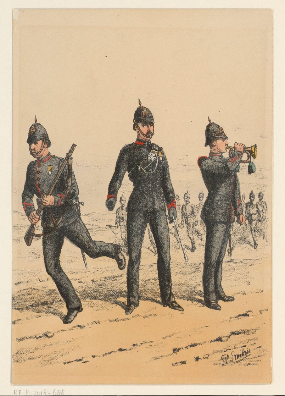 Üç İngiliz askeri İngiliz askeri üniformalarının dokuz temsili (seri başlığı) by Richard Simkin