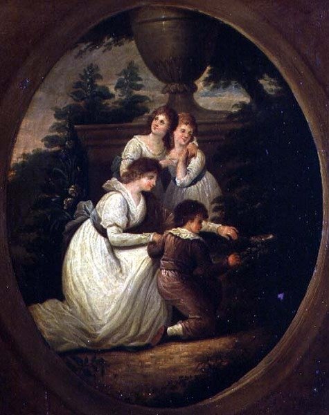 Bahçedeki Aile Grubu, c.1790 (bakır üzeri yağlı boya) by Richard Westall