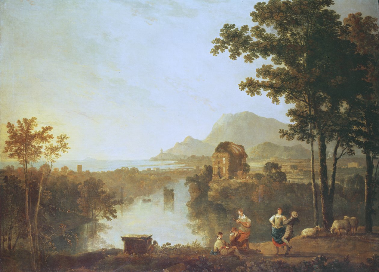 Akşamları geniş kıyı manzarası (tuval üzerine yağlı boya) by Richard Wilson