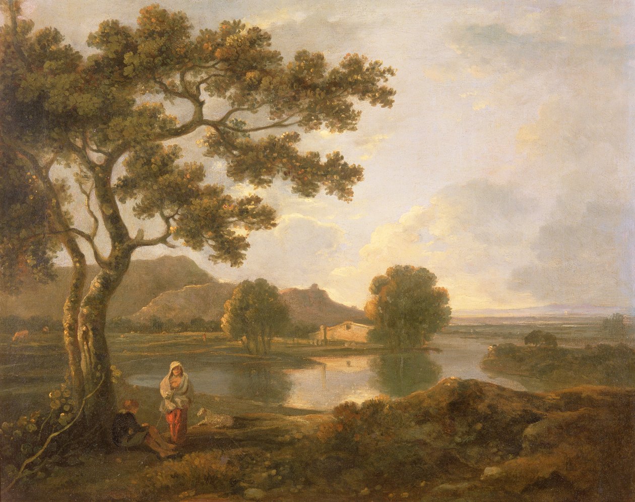 Çiftlik Evi ile Nehir Manzarası (tuval üzerine yağlı boya) by Richard Wilson