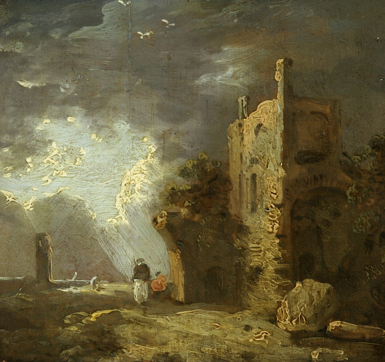 Figürlü Harabe Kule, c.1770-79 (tuval üzerine yağlı boya) by Richard Wilson