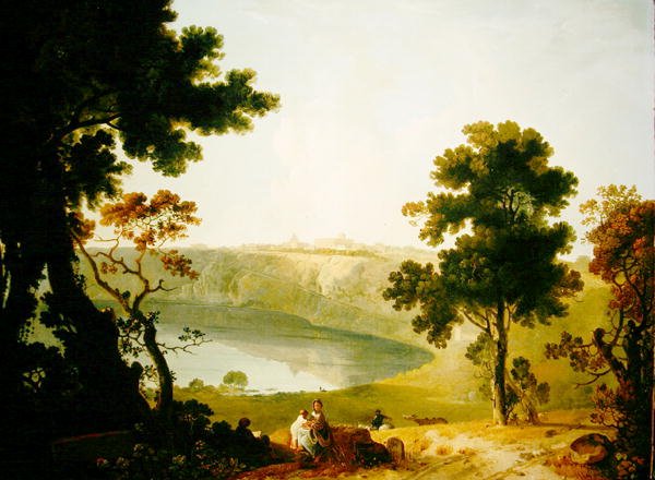 Castel Gandolfo ve Albano Gölü manzarası, c.1754 (tuval üzerine yağlı boya) by Richard Wilson