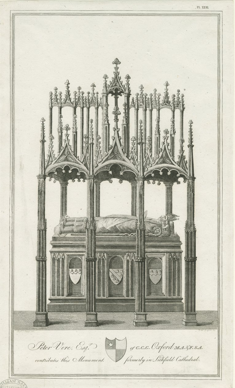 Lichfield Katedrali - Piskopos Blythe Anıtı: gravür, nd [1762-1798] (baskı) by Richard Woollett Basire