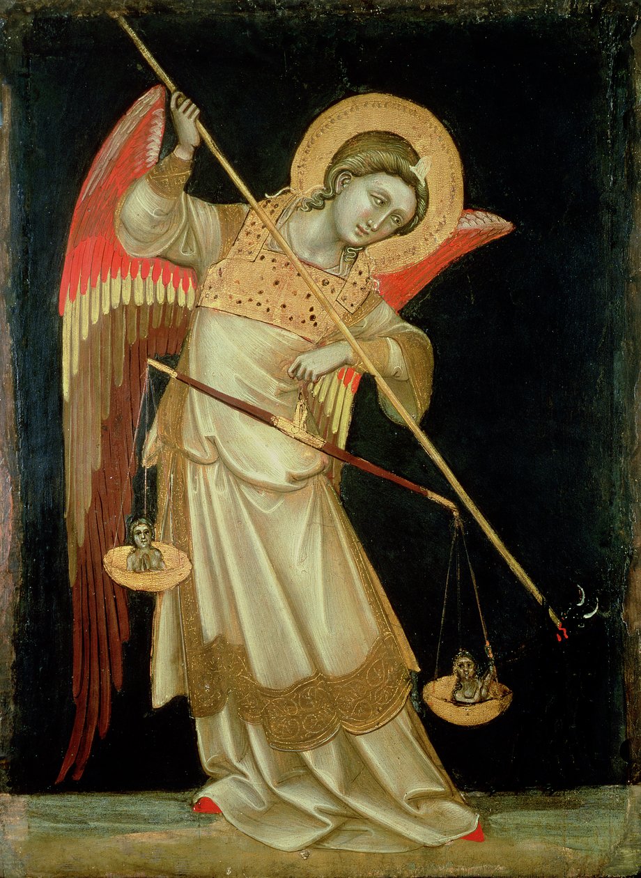 Bir Ruh Tartılan Bir Melek, c.1348-55 (panelde tempera) by Ridolfo di Arpo Guariento