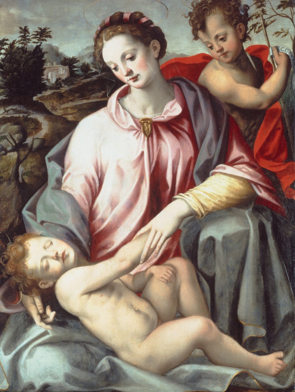 Vaftizci Yahya Bebekli Madonna ve Çocuk (panelde yağlı boya) by Ridolfo Ghirlandaio