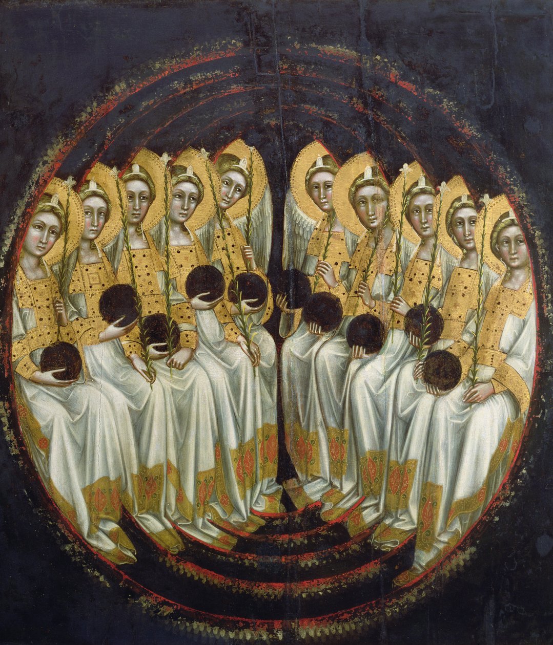 Ellerinde Kürelerle Oturan Melekler, c.1348-54 by Ridolfo di Arpo Guariento