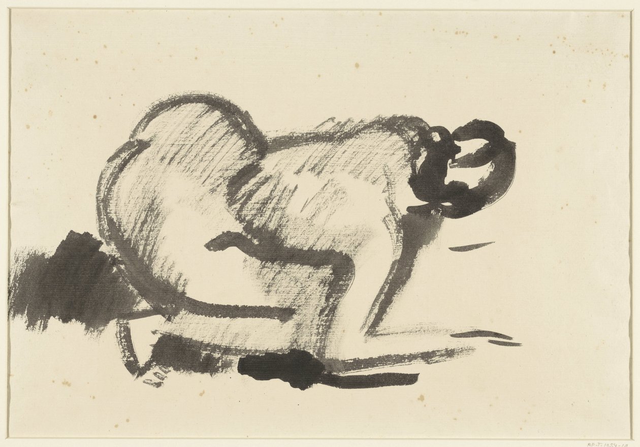 Çıplak kadın çömelme by Rik Wouters