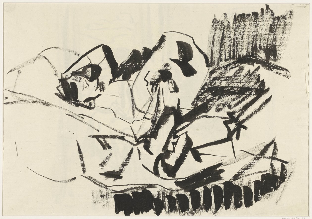 yatakta yatan kadın by Rik Wouters