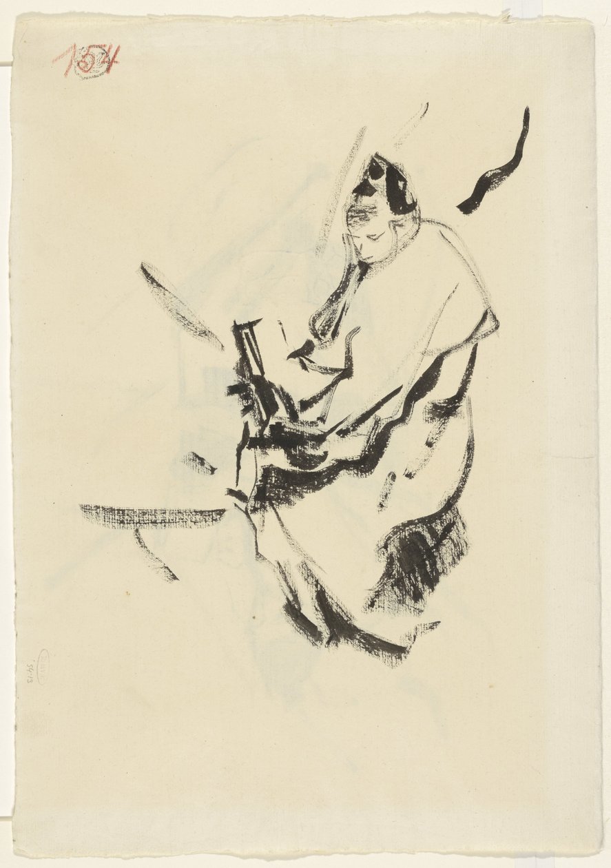 Bir kitapla yatan kadın, yastıklar içinde by Rik Wouters