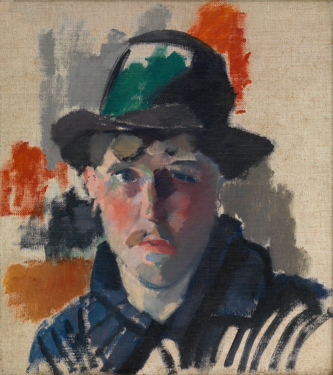 Yeşil Şapkalı Otoportre (tuval üzerine yağlı boya) by Rik Wouters