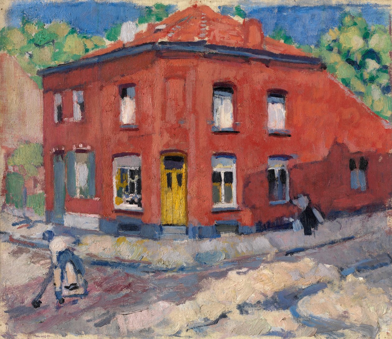 Kırmızı Ev, Geç Kar (tuval üzerine yağlıboya) by Rik Wouters