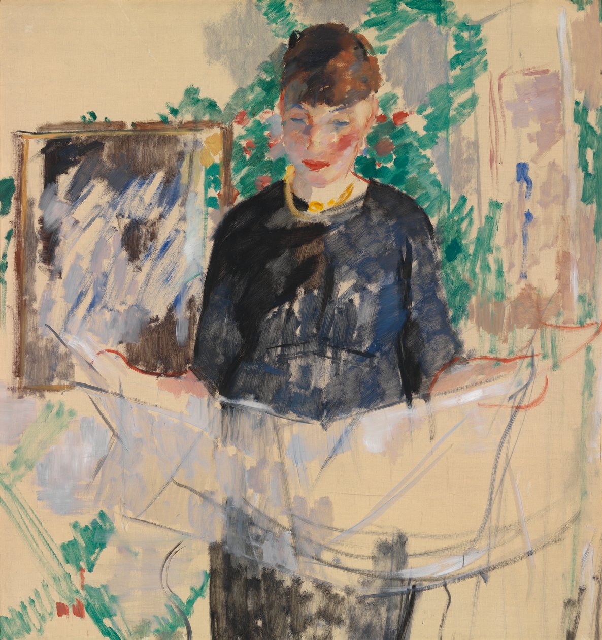 Siyahlı kadın gazete okuyor by Rik Wouters