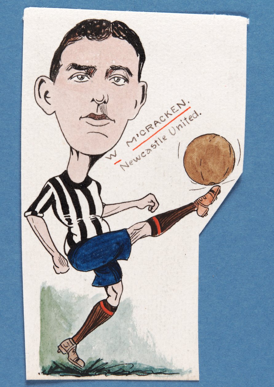 Billy McCracken, Newcastle United, bir dizi sigara kartı için çizim, 1907 (kart üzerinde kalem ve mürekkep) by Rip