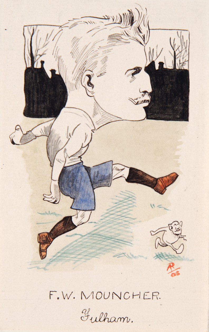 Fred Mouncher, Fulham, bir dizi sigara kartı için çizim, 1907 (kart üzerinde kalem ve mürekkep) by Rip