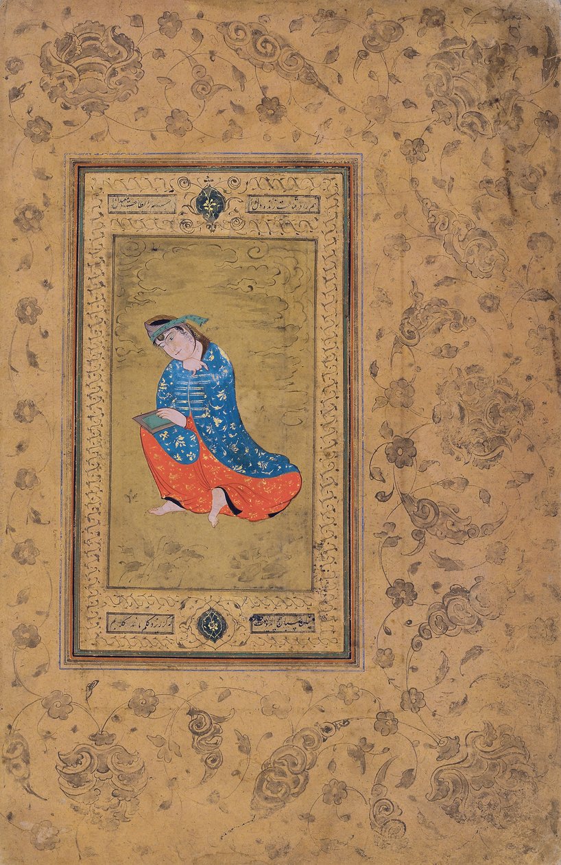 ನೀಲಿ ಮತ್ತು ಕಿತ್ತಳೆ ಬಣ್ಣದ ರಾಜಕುಮಾರಿ, c.1575 (ಕಾಗದದ ಮೇಲೆ ಅಪಾರದರ್ಶಕ wc) ಟರ್ಕಿ by Riza i Abbasi