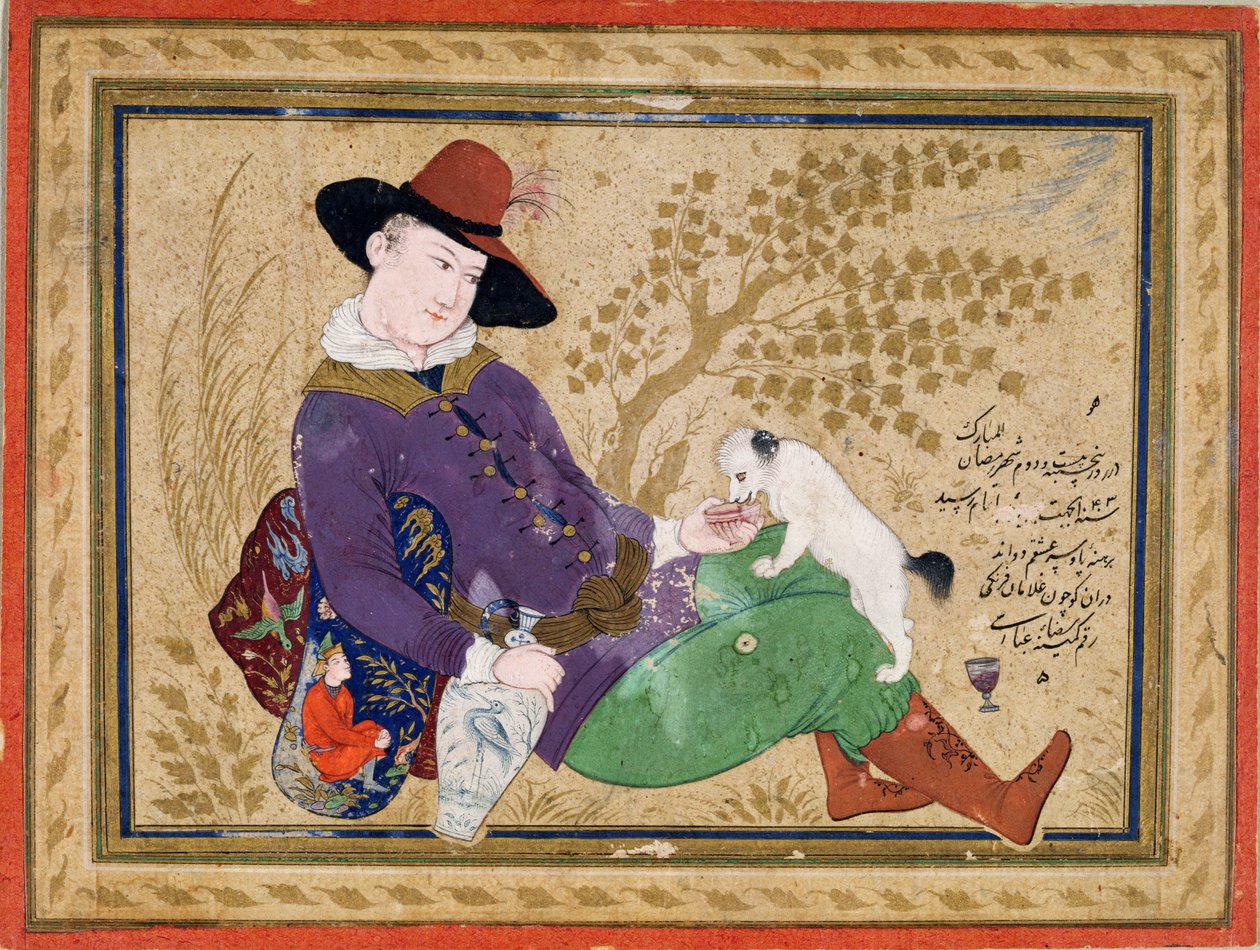 Genç Portekizce, Farsça, 1634 (wc, kağıt üzerine altın ve mürekkep) by Riza i Abbasi