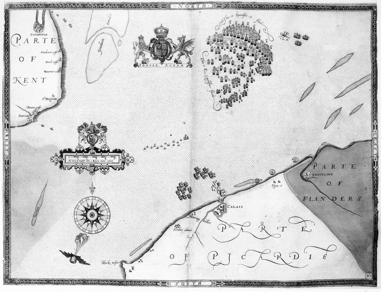 Map No.10 showing the route of the Armada fleet, engraved by Augustine Ryther, 1588   by Robert Adams