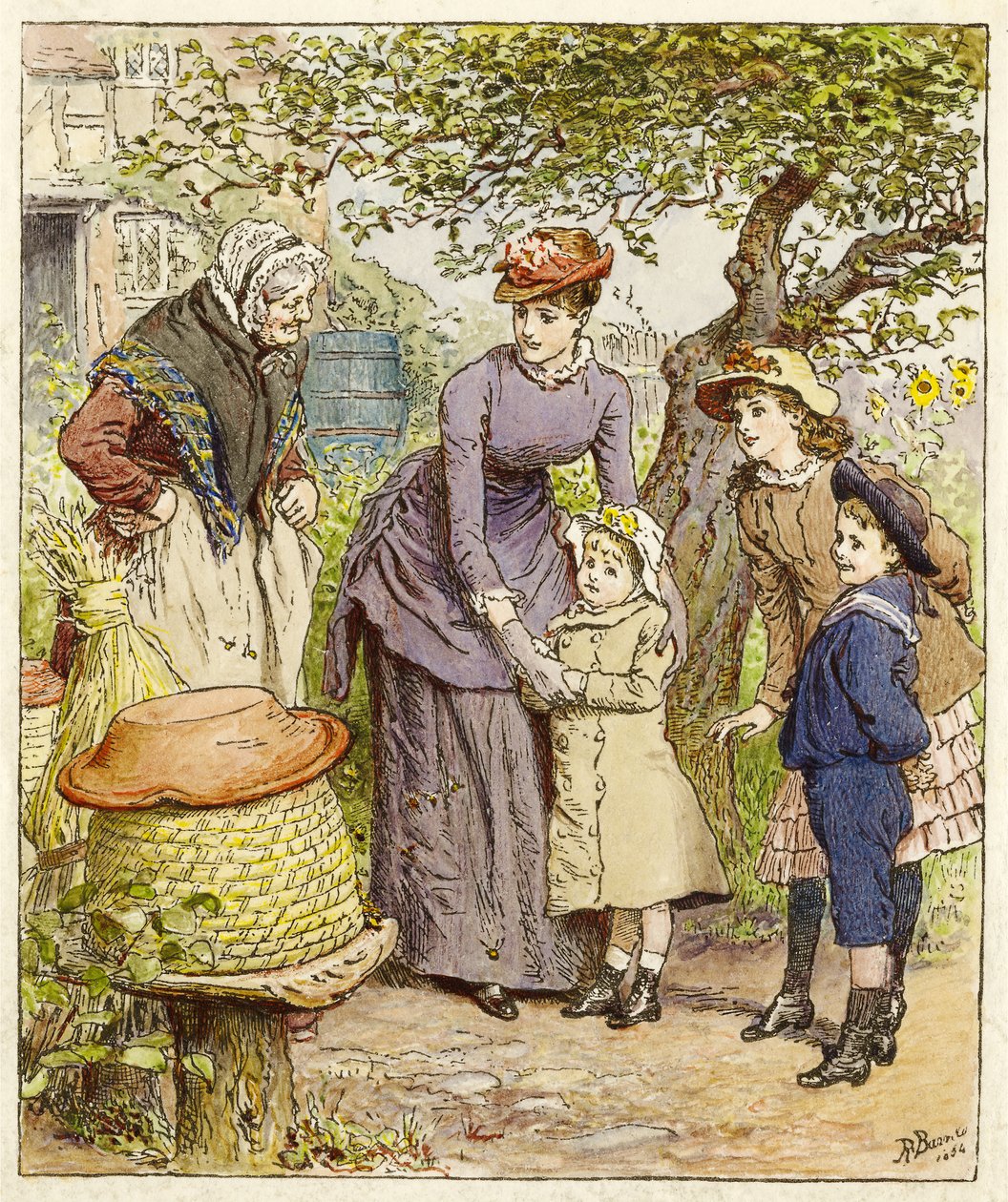 Bir Arı Kovanı tarafından Anne ve Çocuklar, pub. 1854 by Robert Barnes