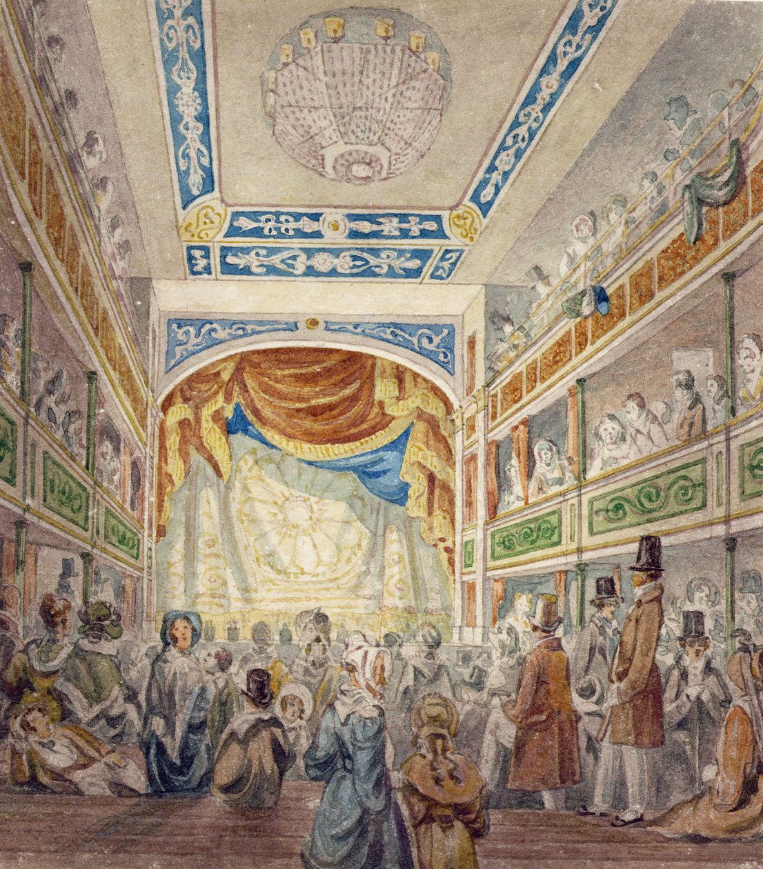 Standart Tiyatronun İç Mekanı, Shoreditch, 1840 dolayları by Robert Blemell Schnebbelie