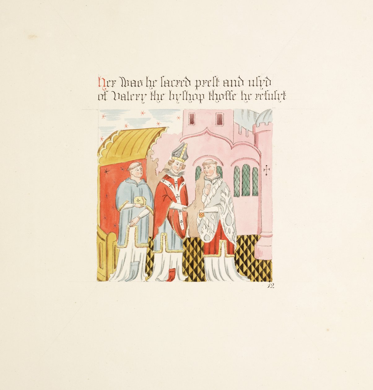 Bayan New Coll 380, f21r. Robert Carlile tarafından çizilmiş Saint Mary, Carlisle Katedral Kilisesi