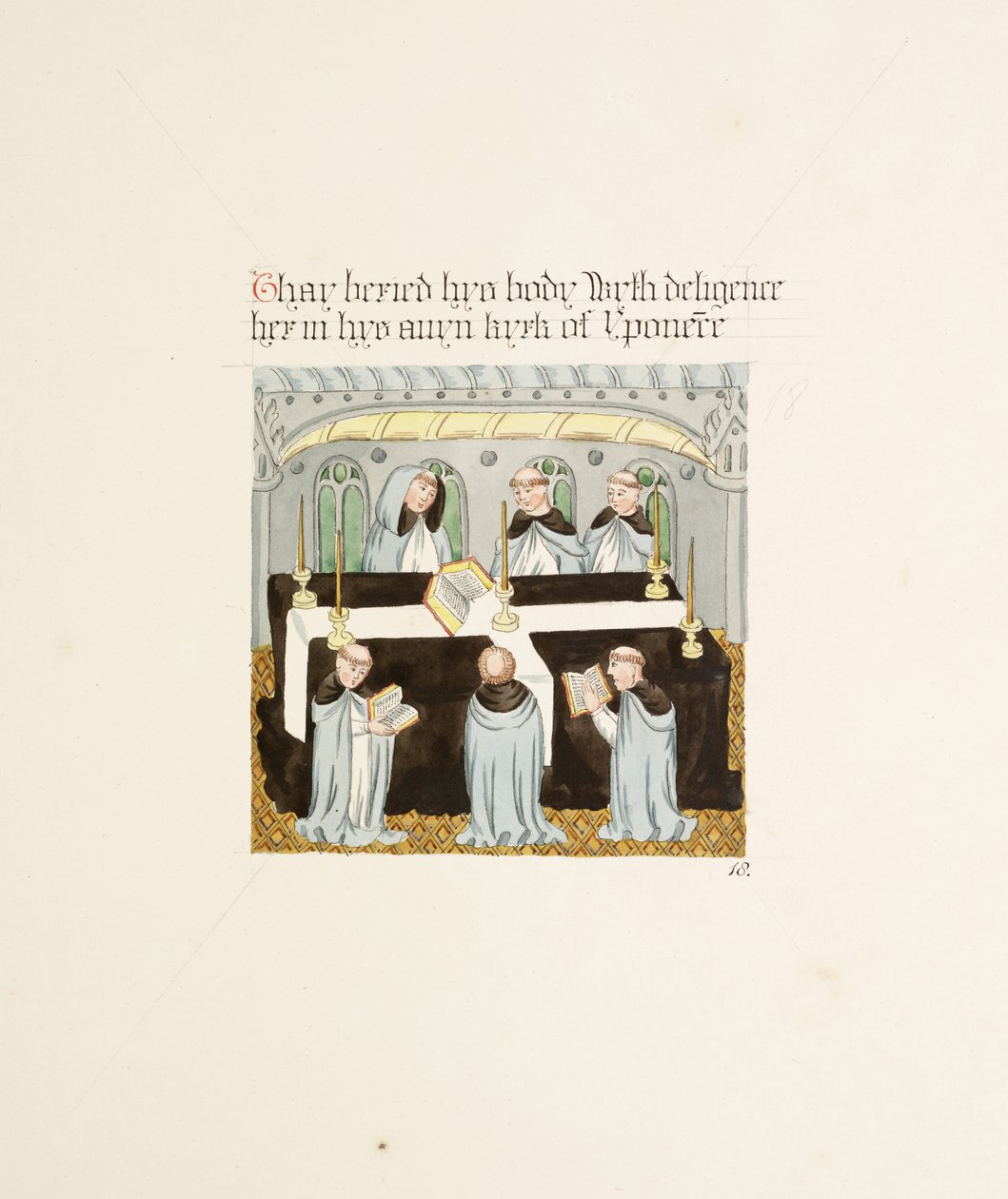 Bayan New Coll 380, f27r. Robert Carlile, 1795 tarafından çizilen Saint Mary, Carlisle Katedral Kilisesi