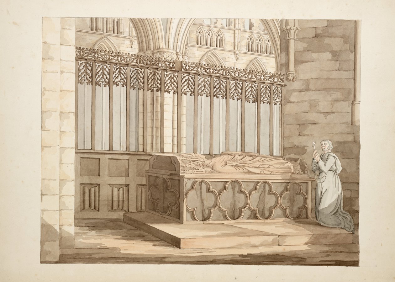 Bayan New Coll 380, f7r. Robert Carlile tarafından çizilmiş Saint Mary, Carlisle Katedral Kilisesi