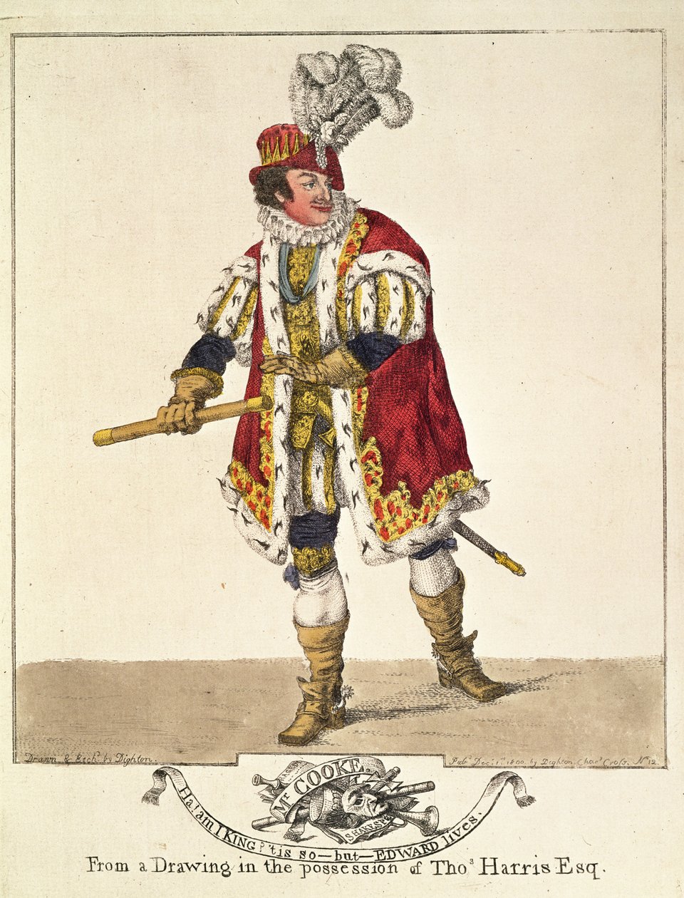 George Frederick Cooke Richard III, Act IV, Scene II, 1800 olarak (el renkli gravür) by Robert Dighton