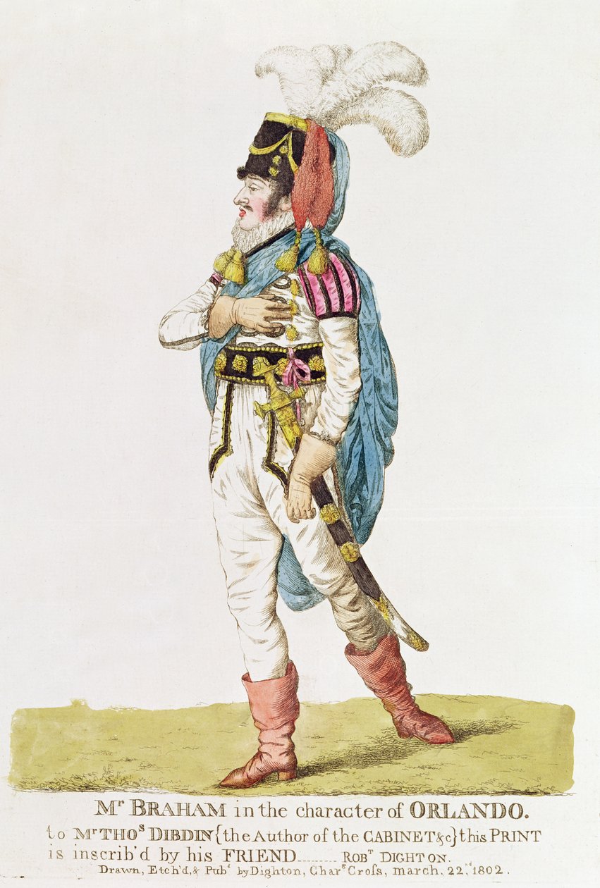 M.John Braham (1777-1856) Orlando karakteri, 1802 by Robert Dighton