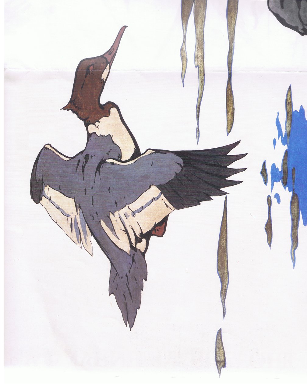 Merganser uçuşta by Robert George Talbot Kelly