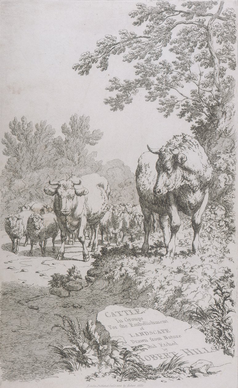 Peyzajın Süslenmesi için Gruplar halinde Sığır Başlık Sayfası..., 1808 by Robert Hills